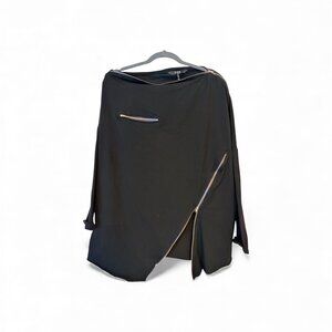 TOV Los Angeles Black Asymmetrical Zip Detail Top, Size 44